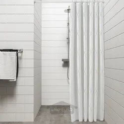 پرده حمام ایکیا مدل IKEA BASTSJÖN رنگ سفید زرد / یاسی