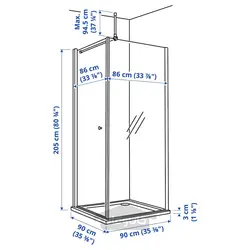 دوش گوشه ای با سینی ایکیا مدل IKEA OPPEJEN / FOTINGEN