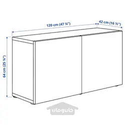 واحد قفسه با درب ایکیا مدل IKEA BESTÅ رنگ مشکی-قهو ای هتویکن/روکش بلوط رنگ آمیزی شده به رنگ قهوه ای تیره