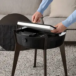 میز با دستگاه تصفیه هوا ایکیا مدل IKEA STARKVIND رنگ فیلتر گاز اضافی روکش بلوط رنگ آمیزی شده/قهوه ای تیره