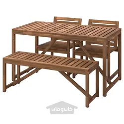 میز + 2 صندلی و نیمکت، فضای باز ایکیا مدل IKEA NÄMMARÖ رنگ رنگ قهوه ای روشن نامارو