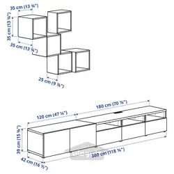 ترکیب کابینت برای تلویزیون ایکیا مدل IKEA BESTÅ / EKET رنگ سفید/اثر بلوط رنگ آمیزی شده سفید