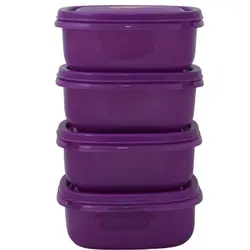 ظرف غذای مربع درب دار پایونیر 4 عددی رنگ بنفش 350 میلی لیتر Pioneer