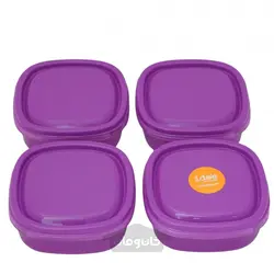 ظرف غذای مربع درب دار پایونیر 4 عددی رنگ بنفش 350 میلی لیتر Pioneer