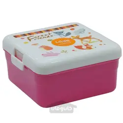 ظرف غذای مستطیل درب دار کودک پایونیر طرح دوستان جنگل رنگ صورتی 800 میلی لیتر Pioneer