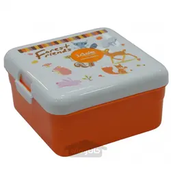 ظرف غذای مستطیل  درب دار کودک پایونیر طرح دوستان جنگل رنگ نارنجی 800 میلی لیتر Pioneer