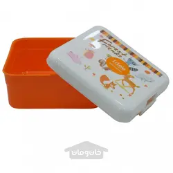 ظرف غذای مستطیل  درب دار کودک پایونیر طرح دوستان جنگل رنگ نارنجی 800 میلی لیتر Pioneer