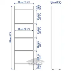 کتابخانه سفید 50x25x160 سانتی متری ایکیا مدل IKEA BAGGEBO