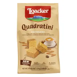 مکعب های ویفر ترد با فیلینگ کرم کاپوچینو 110 گرم لوکر Loacker