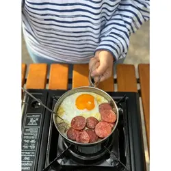 ست 8 تکه ظروف آشپزی مسافرتی استیل با دسته تاشو