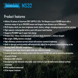 چراغ قوه نظامی 200000 لومن ایمالنت 32 عدد ال ای دی IMALENT MS32
