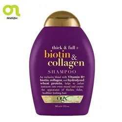 شامپو ضد ریزش و ضخیم کننده مو بیوتین و کلاژن او جی ایکس Ogx Biotin Collagen حجم 385 میلی لیتر-اناژ