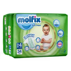 پوشک کودک مولفیکس سایز 4 بسته 34 عددی