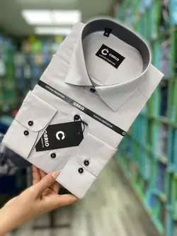 پیراهن مردانه راه راه سوزنی طوسی روشن کد ۲۰۰۱۵