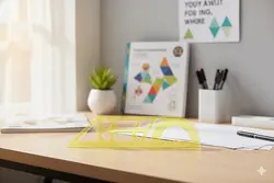 خط کش ژله ای نقاله دار رنگ زرد ۲۰ سانتی