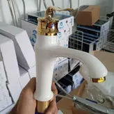 ست 15 عددی شیرآلات بامبو سفیدطلایی با علم دوش لاوان