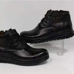 نیم بوت چرم طبیعی مردانه بغل زیپ مدل کت(cat)|سایز40-44| رنگ مشکی|بندی| دور دوخت - آمیتیس/ فروشگاه اینترنتی کیف و کفش آمیتیس اصفهان