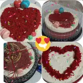 چیز کیک رد ولوت چند لایه (کیک فول پنبه ای وحجیم، خوش بافت و نرم)بسیار خوشمزه و شیک همراه با تزیینات ماکارون رنگی و پودر کیک رد ولوت