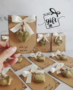 گیفت حنا شیشه قلبی با کارت کرافت