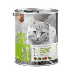 کنسرو گربه یو اس پت گوشت گوساله، خرگوش با کلم بروکلی و سنبل الطیب (400 گرم)