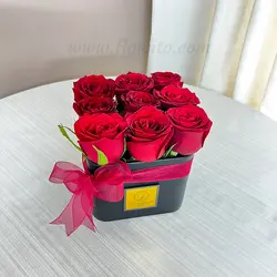 خرید باکس گل رز هلندی عاشقانه | گل فروشی آنلاین فلاویتو