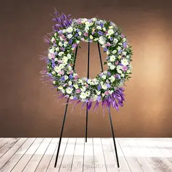 تاج گل سفید بنفش کد 36 - گل فروشی آنلاین فلاویتو