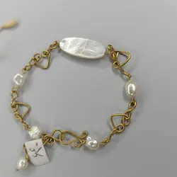 دستبند سنگی مروارید پرورشی درجه یک و صدف