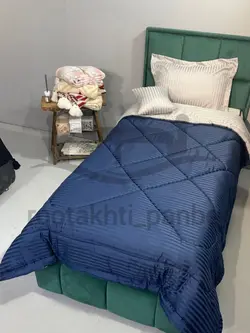 روتختی ساده هتلی یکنفره سرمه ای و طوسی روشن کد 11002