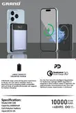 پاوربانک بی سیم (مگ سیف) گرند مدل GW-108 ظرفیت 10,000mAh + هدیه کیف محافظ
