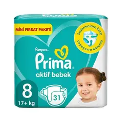 پوشک پریما سایز 8 بسته 31 عددی