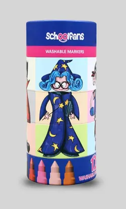 ماژیک نقاشی 12 رنگ استوانه جامبو چرخشی اسکول فنز | schoolfans