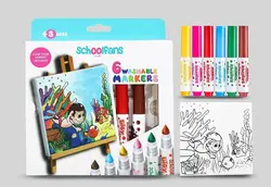 ماژیک نقاشی جامبو 6 رنگ + یک بوم نقاشی اسکول فنز | schoolfans