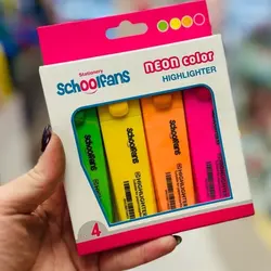 هایلایتر کلاسیک 4 عددی اسکول فنز | schoolfans