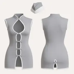 ست کاستوم فانتزی مهماندار هواپیما زنانه کد 9910 سایز L.XL فوق‌العاده خاص