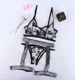 ست 3 تکه شورت، سوتین و بند جوراب فنردار فانتزی زنانه Kenzo 1610 سایز L,XL
