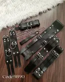 ست اکسسوری کمدبندی ۷ تکه جنس چرم مصنوعی قابل تنظیم سایز کد 9890