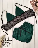 ست کراپ شورتک زنانه فانتزی جنس ساتن ابریشم و دانتل مژه ای اعلا کد 9924