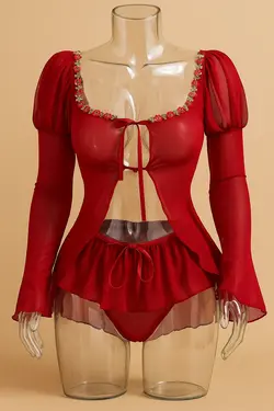ست لباس خواب فانتزی گل‌دوزی مدل 5250