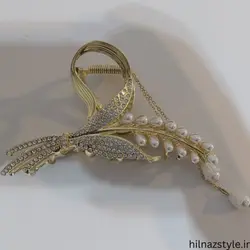 کلیپس کریستالی مرواریدی - فروشگاه اینترنتی اکسسوری های مو هیلناز