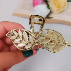 کلیپس مو مجلسی نگین دار مدل برگ - فروشگاه اینترنتی اکسسوری های مو هیلناز