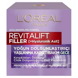 کرم شب ضد چروک لورال LOREAL مدل REVITALLIFT FILLER حجم 50 میل | حاوی هیالورونیک و فیلر
