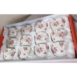 ست شات قهوه خوری عربی بدون دسته 12 عددی سولکاسا گلدار  solecasa