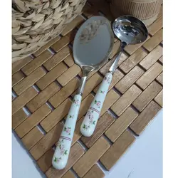 کفگیر و ملاقه دسته سرامیکی آنجلا آبی