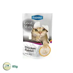 پوچ گربه فنبی با طعم مرغ و خرگوش در شیر بز Goat Milk with chicken and rabbit Pouch Faenbei وزن 85 گرم - تاچ پت شاپ