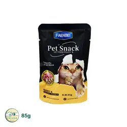 پوچ گربه فنبی با طعم خرگوش و مرغ Faenbei Cat rabbie and chicken Pouch وزن 85 گرم - تاچ پت شاپ