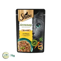 پوچ گربه بالغ شبا مدل Sheba Natural Collection Pouch Chicken & Vegetables in Sauce طعم مرغ و سبزیجات در سس وزن 75 گرم - تاچ پت شاپ
