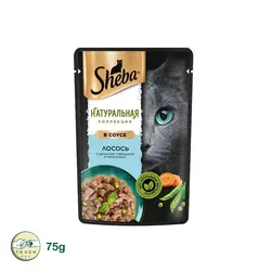 پوچ گربه شبا Sheba Natural Collection With Salmon In Sauce با طعم ماهی سالمون و سبزیجات در سس وزن 75 گرم - تاچ پت شاپ