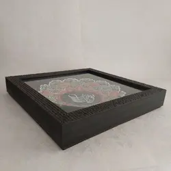 بشقاب میناکاری 25 سانتی همراه با قاب PVC|طرح خوشنویسی تو دلربای منی،نفسی هوای منی|کد DK25135S - ساغر مینا | فروشگاه اینترنتی صنایع دستی