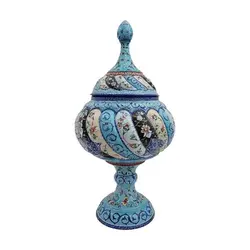 شکلات خوری میناکاری|طرح اسلیمی خطایی|کد SH1022 - ساغر مینا | فروشگاه اینترنتی صنایع دستی