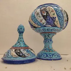 شکلات خوری میناکاری|طرح اسلیمی خطایی|کد SH1022 - ساغر مینا | فروشگاه اینترنتی صنایع دستی